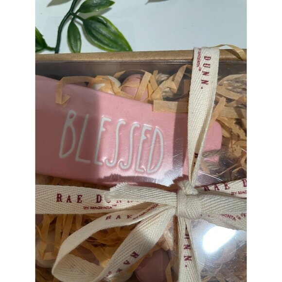 Rae Dunn "Blessed" Pink Decorative Beaded Garland Set Gift Box With Ribbon - Picture 2 of 4